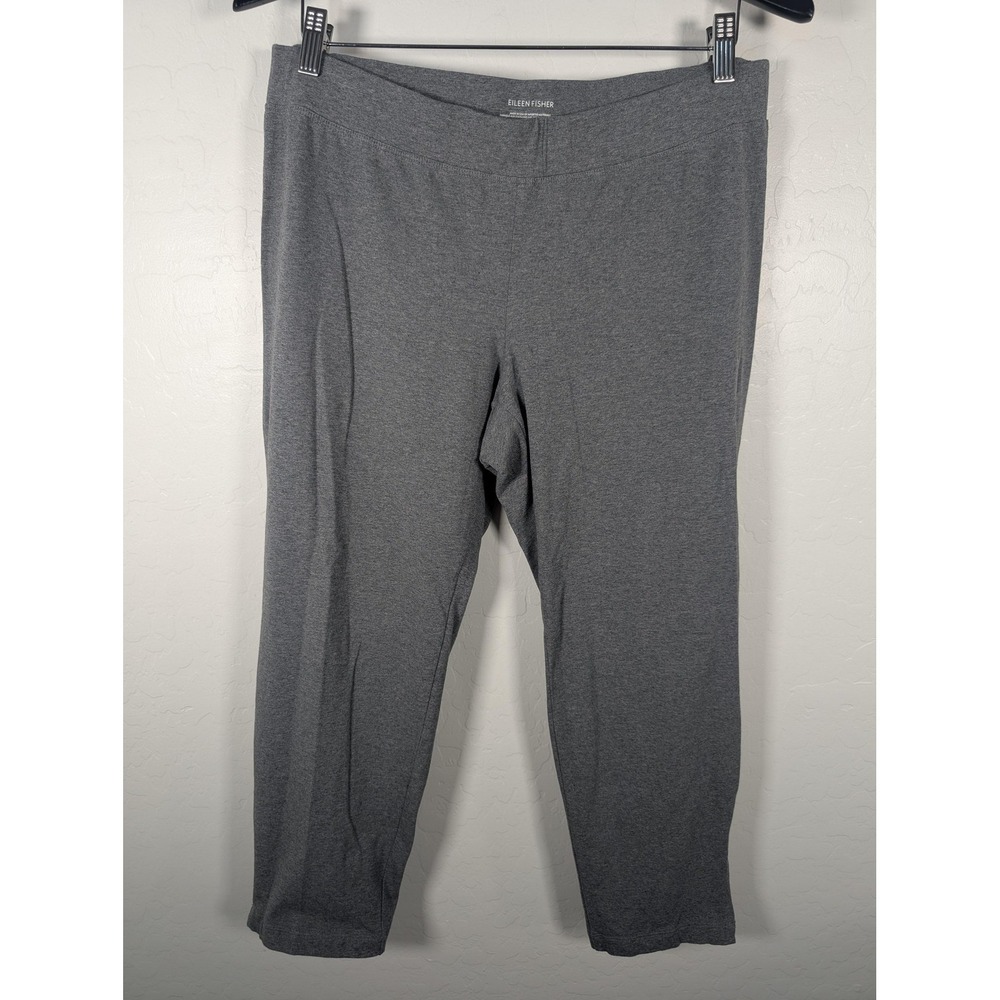 Eileen‎ Fisher Pants Womens Large Gray Organic Cotton Crop Ankle Zip Sweatpants